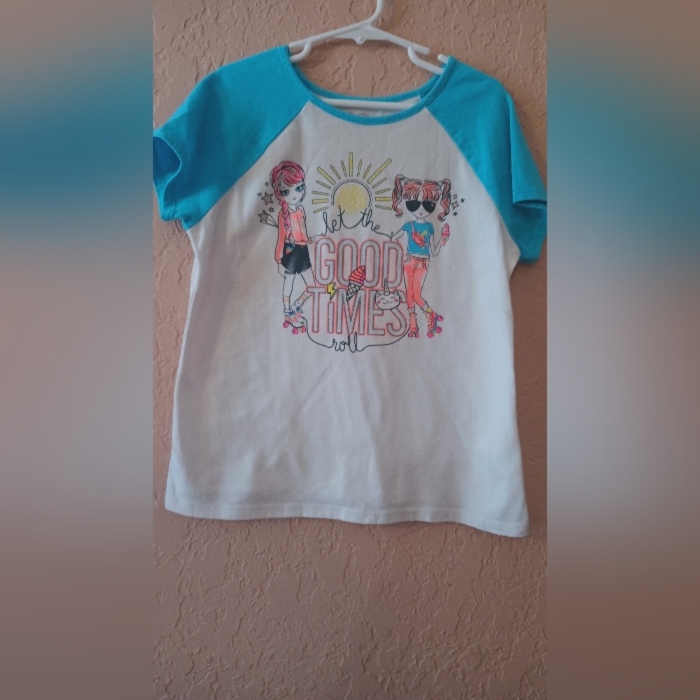 Garanimals 365 Good Times roller skater girls blue and white glitter tee size 8